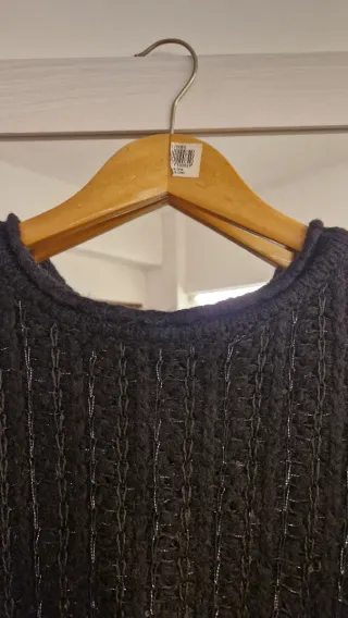 Vestido Zara punto brillos negro