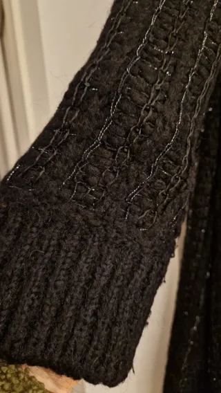 Vestido Zara punto brillos negro