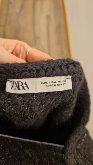 Vestido Zara punto brillos negro