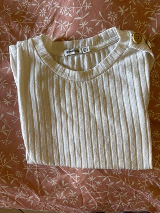 Maglietta Stradivarius bianca manica 3/4