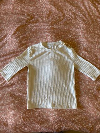 Maglietta Stradivarius bianca manica 3/4