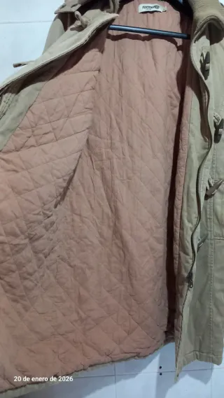 Abrigo largo beige mujer