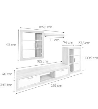 Muebles Comedor Madera y Cristal 259cm