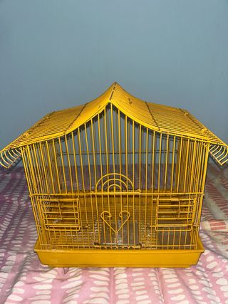 Jaula para pájaro pequeño, con comedero y bebedero