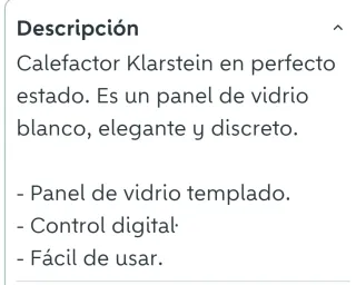 Calefactor Klarstein Panel Vidrio Blanco