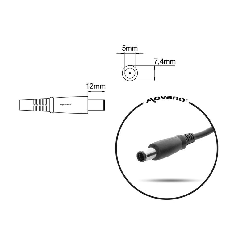 Cargador Movano para Dell 240W 19.5V 12.3A (7.4×5.0mm Pin) afbeelding 2