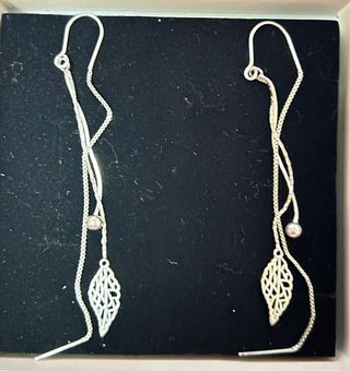 Pendientes largos plata 925 con hoja