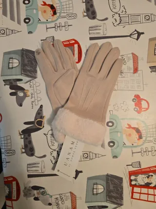 Guantes UANAM Beige con Forro Rosa