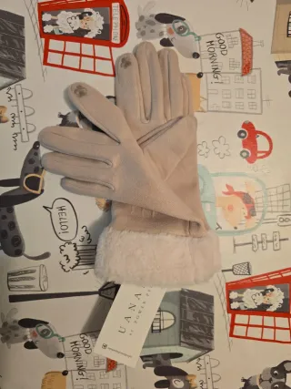 Guantes UANAM Beige con Forro Rosa