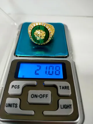 Anillo Versace Oro 18k con Malakita y Circonitas