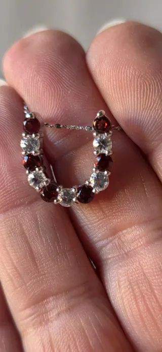 Collar Plata Herradura Granates y Circonitas