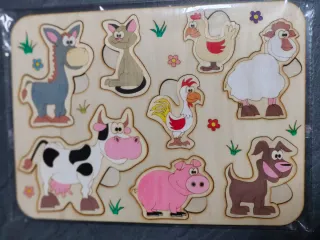 Puzzle in Legno Fattoria Animali colorato a mano