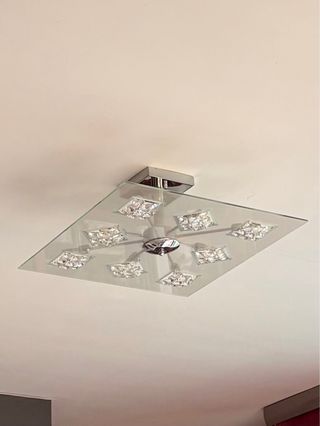 Lámpara de techo cristal y metal