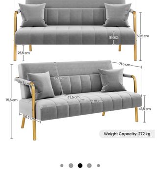 Sofá Rosa Terciopelo Patas Doradas