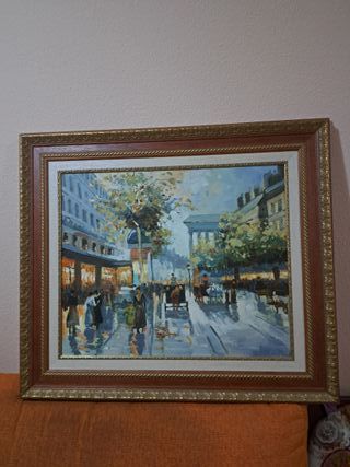 Cuadro al óleo paisaje urbano