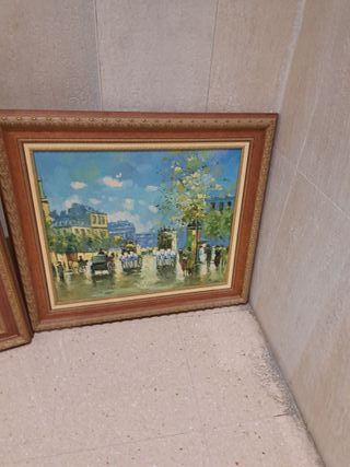 Cuadro al óleo paisaje urbano