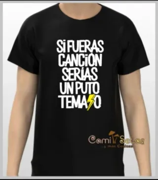2 Camisetas Blancas Mujer M "Si Fueras Canción..."