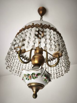 Candeeiro Antigo de Teto Decorado