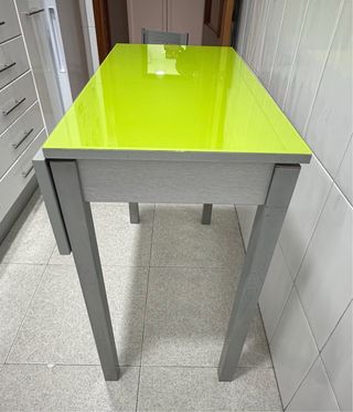 2 Taburete Cocina Verde y Plata con respaldo