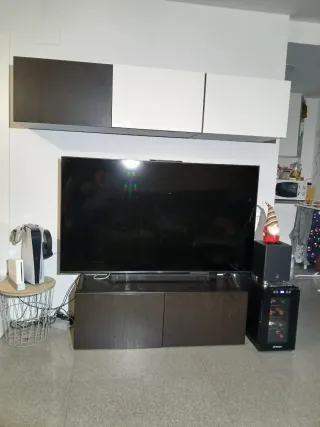 Mueble TV y Comedor Madera y Cristal