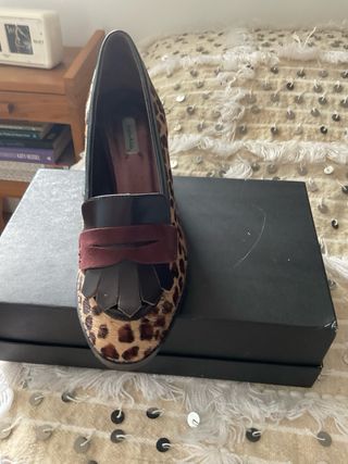 Mocasines tacón Bimba Lola estampado leopardo Piel