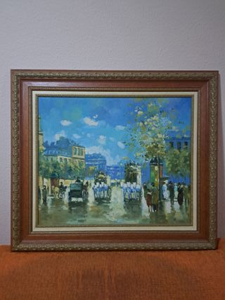 Cuadro al óleo paisaje urbano