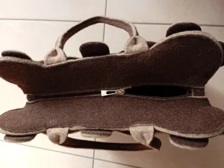 Borsa in panno marrone con fiori