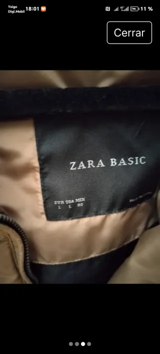 Plumífero Zara color camel