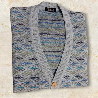 Cardigan 80s vintage retrò jacquard geometric