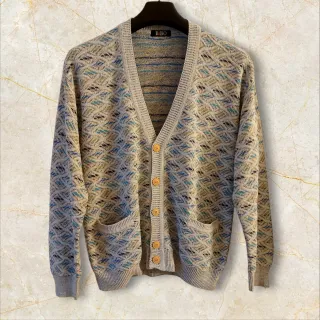 Cardigan 80s vintage retrò jacquard geometric