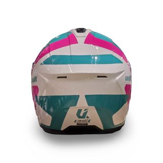 Casco Moto Unik Blanco Rosa Verde