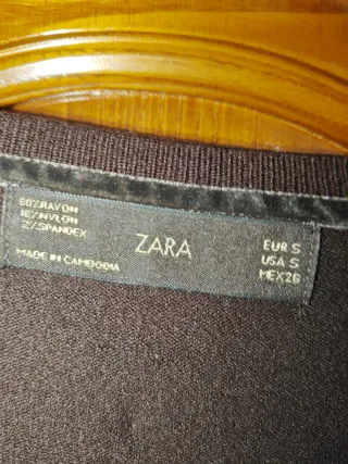 Jersey Zara marrón cuello pico talla S