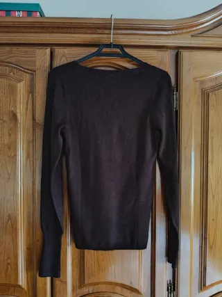 Jersey Zara marrón cuello pico talla S