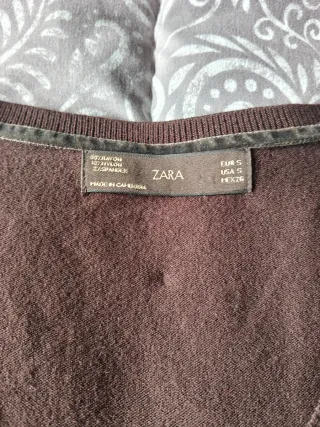 Jersey Zara marrón cuello pico talla S