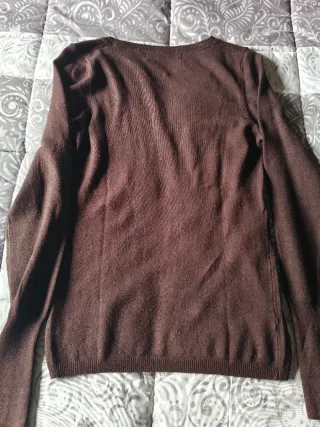 Jersey Zara marrón cuello pico talla S