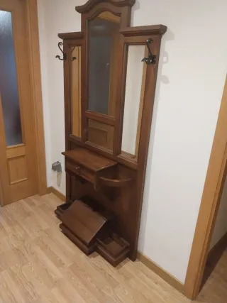 Mueble recibidor espejo perchero madera de pino