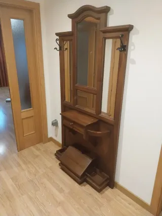 Mueble recibidor espejo perchero madera de pino