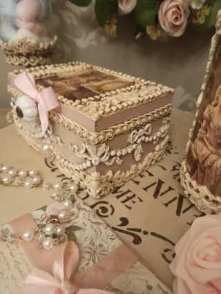 Conjunto joyero y frasco vintage