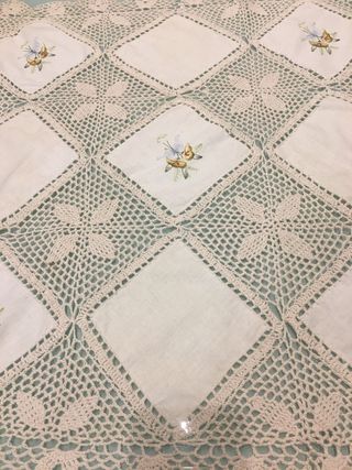 Tovaglia vintage uncinetto con ricami