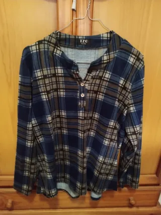 Jersey TZO cuadros azul y gris talla XL