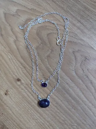 Collar Plata Amatista y Fluorita