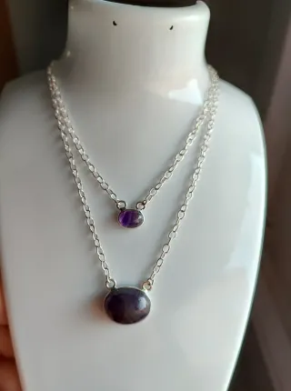 Collar Plata Amatista y Fluorita