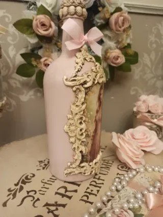 Botella decorada joya vintage