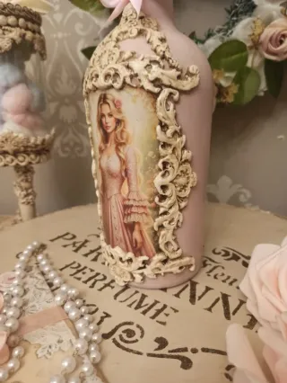 Botella decorada joya vintage