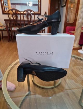 Zapatos Hispanitas Negros Tacón Tira