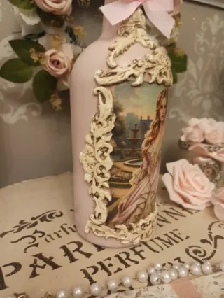 Botella Decorativa Rosa con Tapón Joya