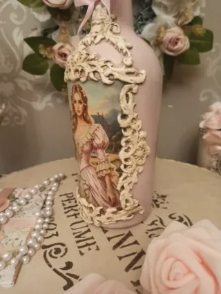 Botella Decorativa Rosa con Tapón Joya