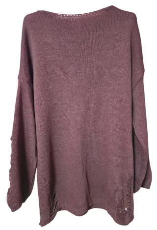 Jersey marrón de punto con hilos