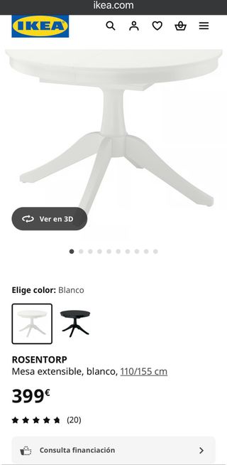 Mesa comedor extensible IKEA ROSENTORP