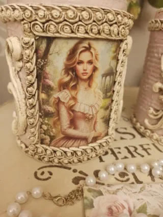 Pareja Frascos Metal Vintage Decorativos